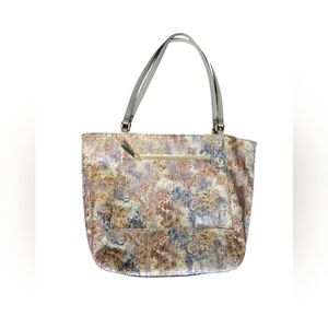 Enzo Angiolini Sequin Metallic Tote Bag Textured Gold Bronze Silver Pattern